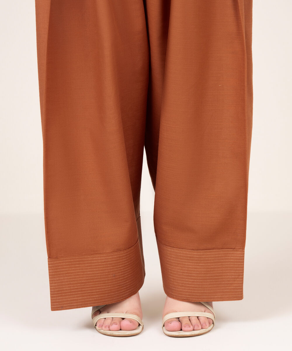 Women's RTW Cotton Solid Rust Shalwar