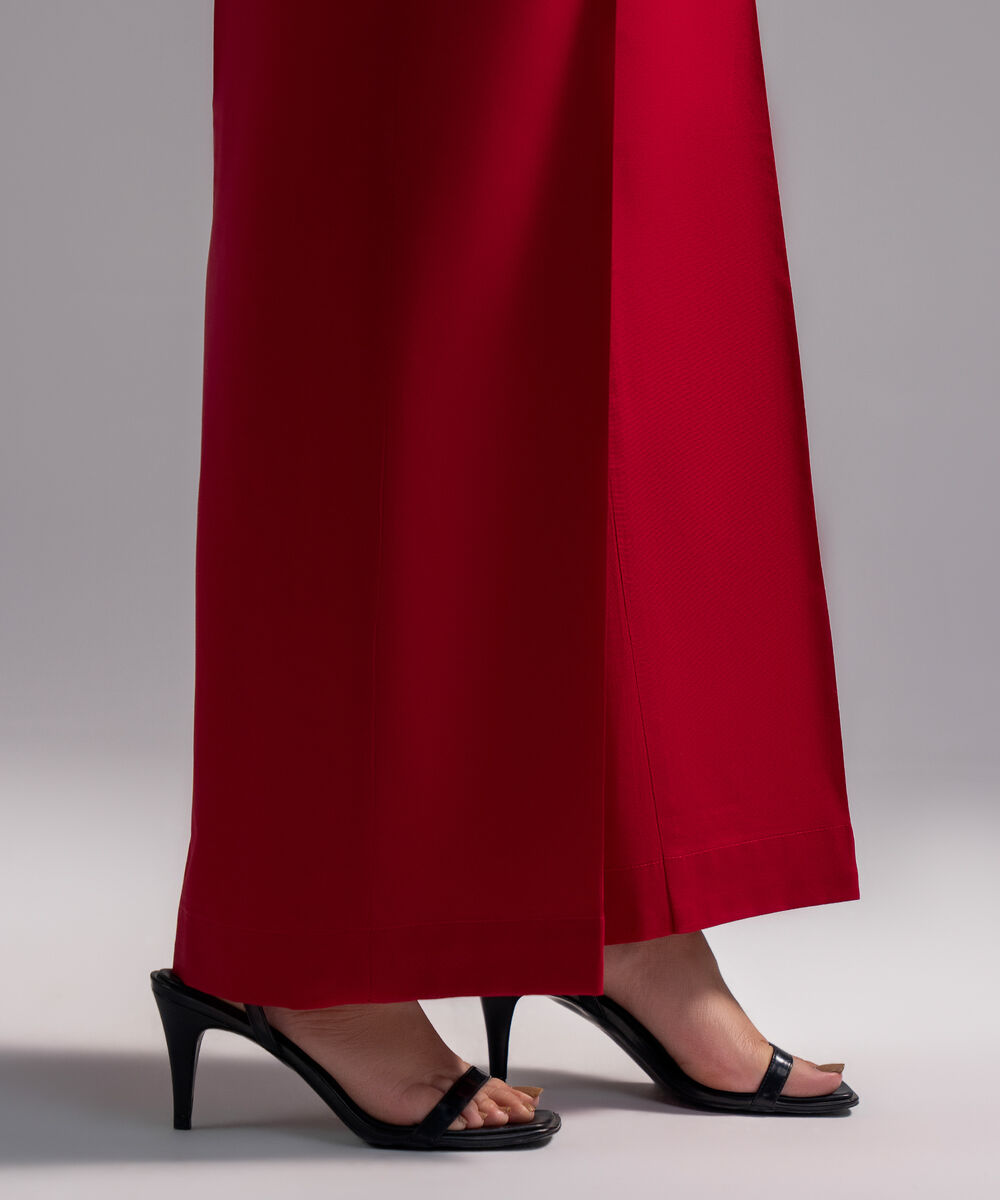 Women's RTW Cambric Solid Red Culottes