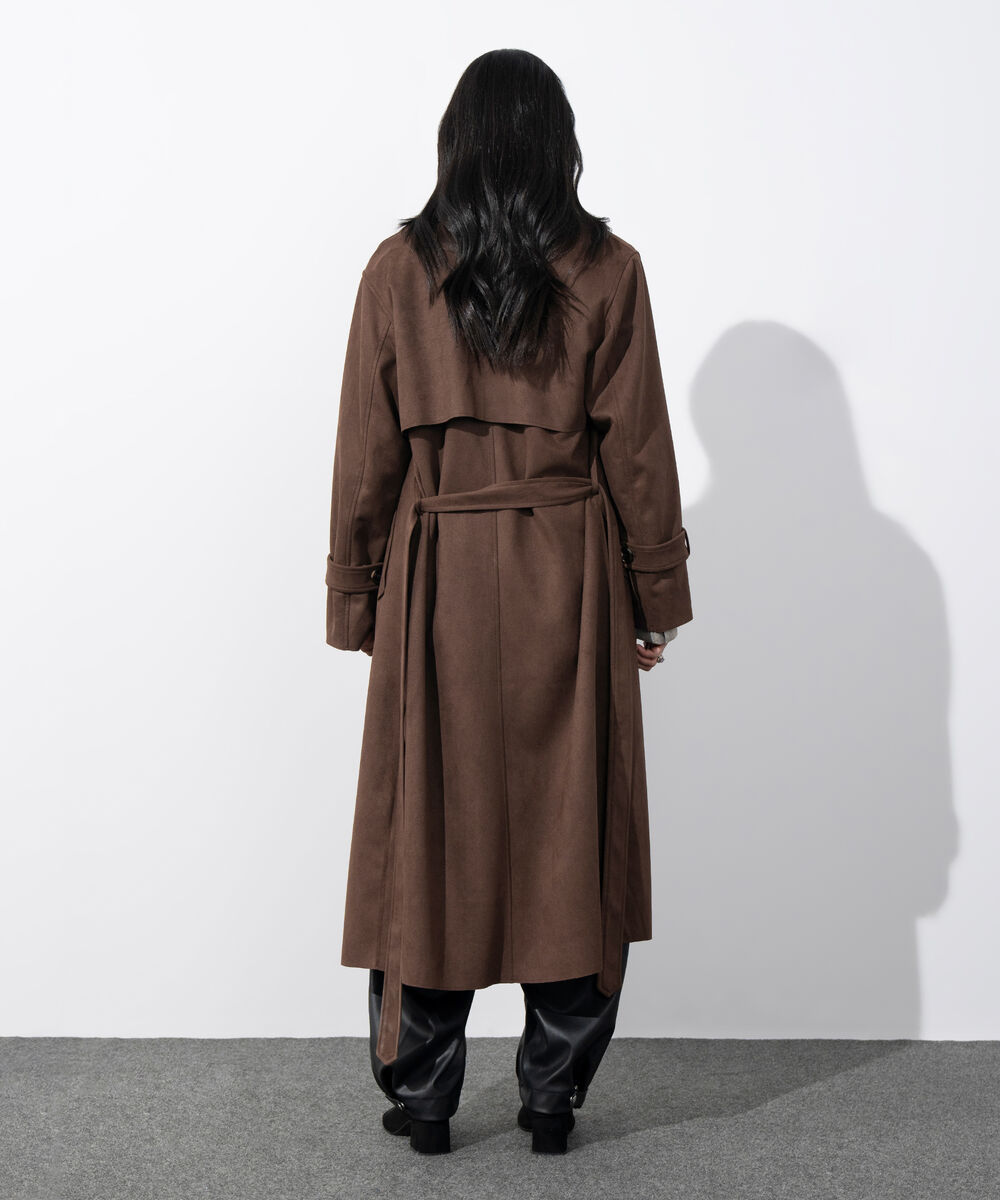 Women's Western Wear Brown Faux Suede Trench Coat