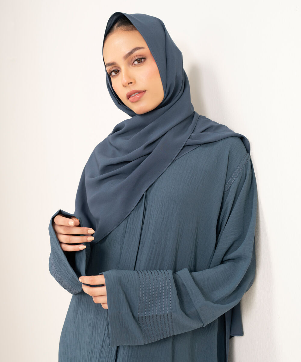 Women's Grey Embroidered Abbaya Set