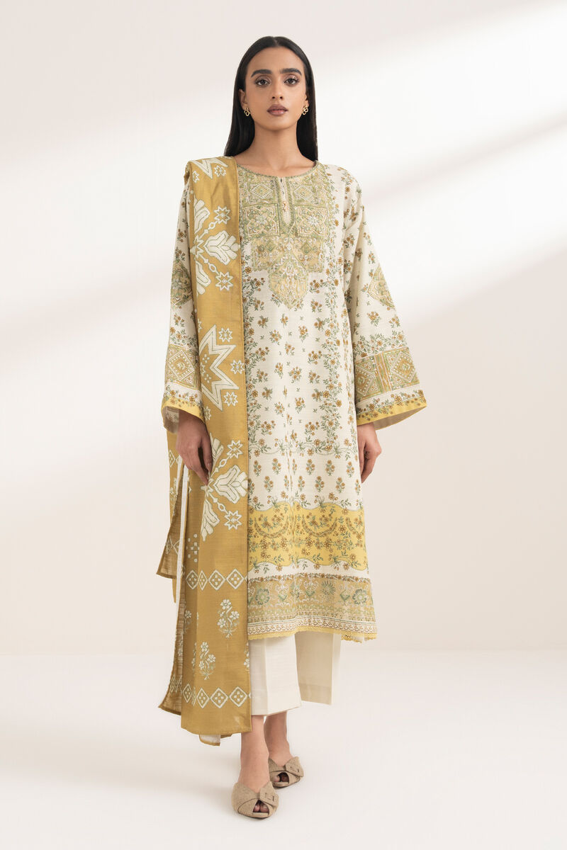 3 Piece - Embroidered Khaddar Suit