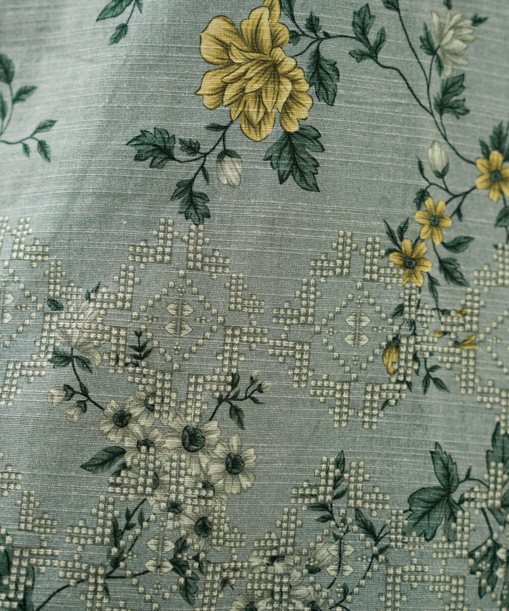 Women's Unstitched Khaddar Printed Grey 3 Piece Suit