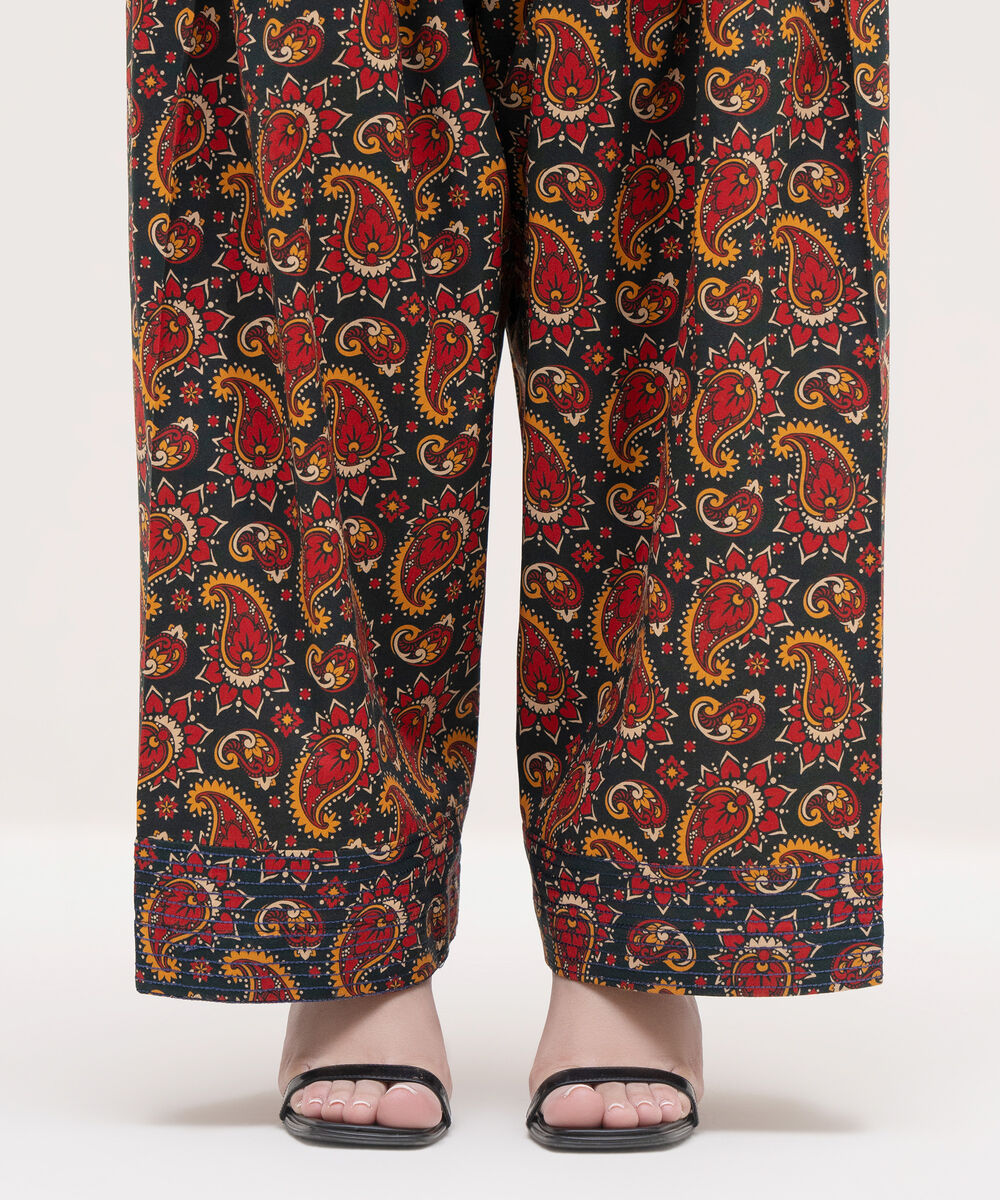 Women's RTW Cotton Viscose Black Printed Shalwar