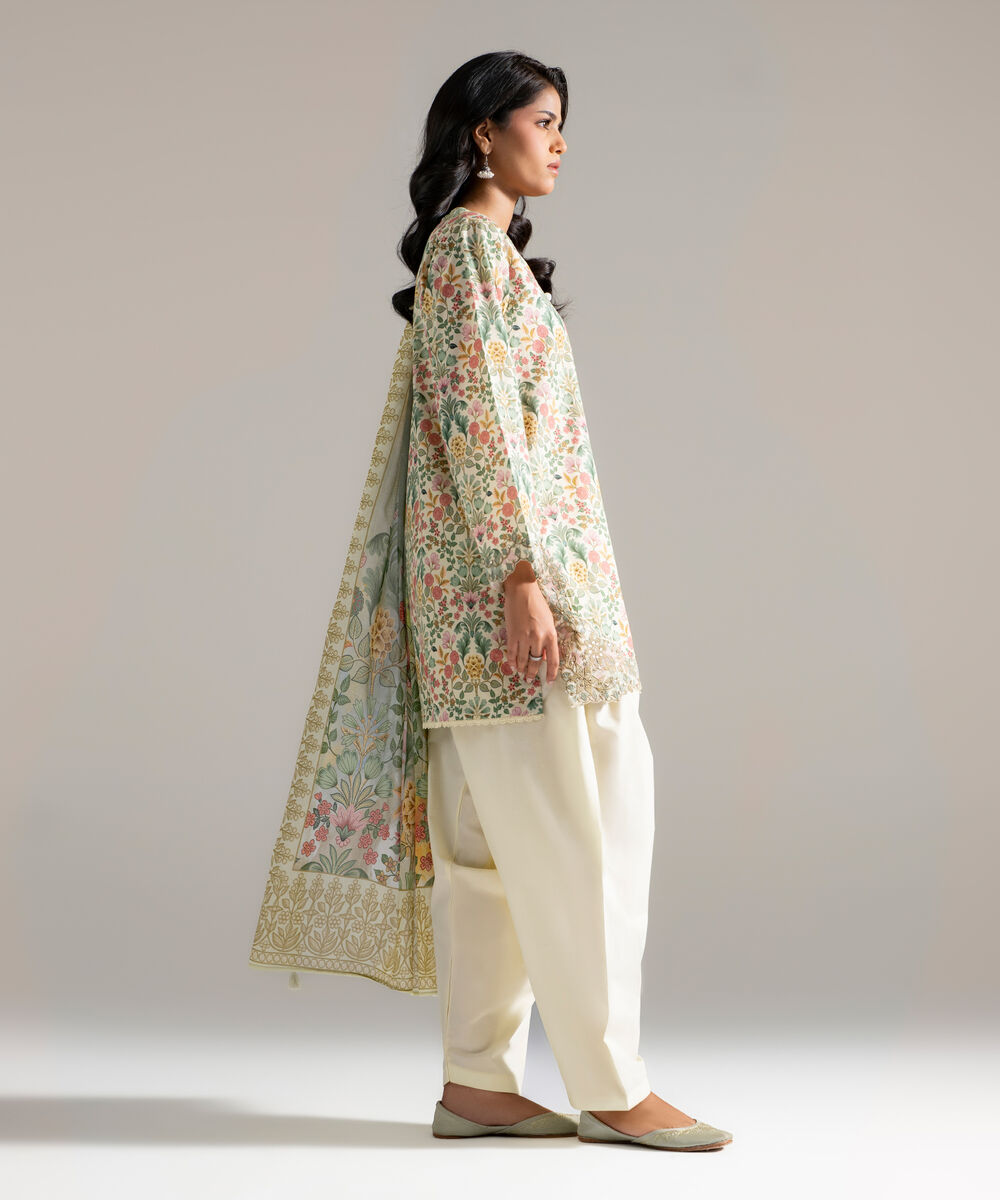 Women's RTW Cambric Embroidered Multi 3 Piece Suit