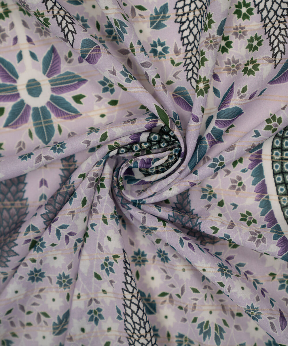Zari Lawn Printed Lilac Dupatta