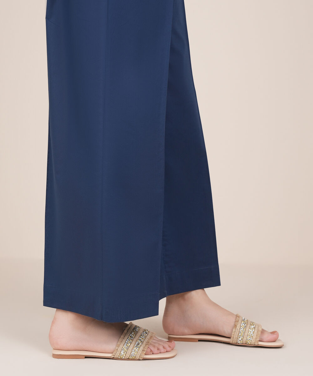 Women's RTW Cambric Blue Solid Culottes