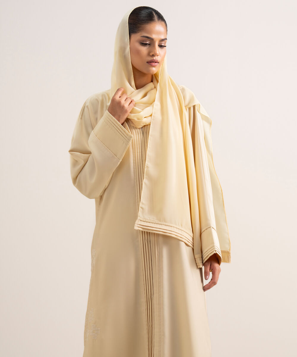 Women's Dusty Yellow Kimono Abbaya Set