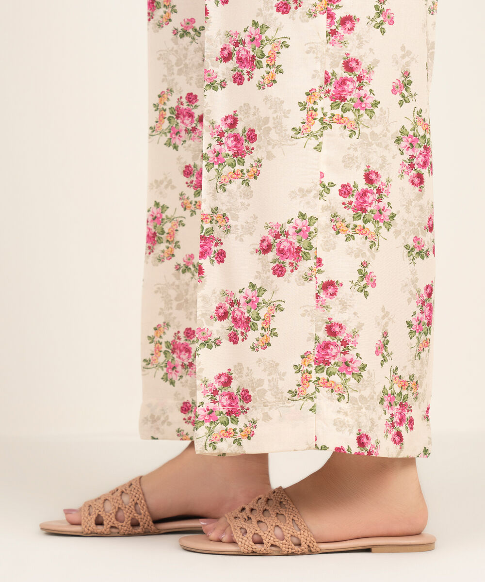 Women's RTW Arabic Cambric Printed Cream White Culottes