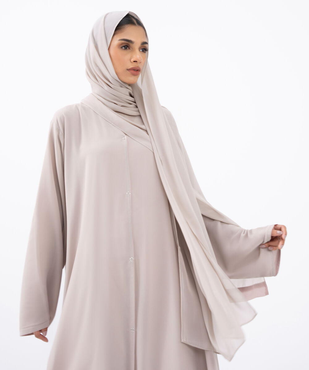 Women's Pink Polyester Abaya Set