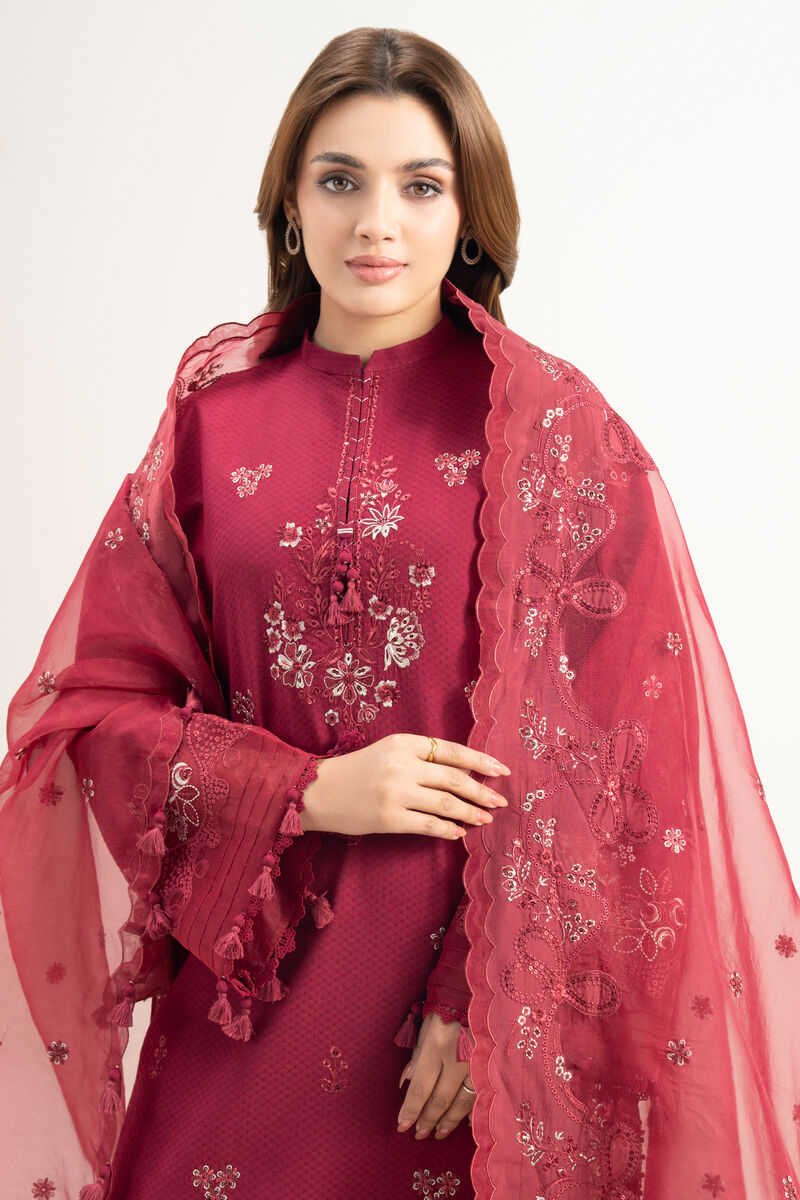 3 Piece - Embroidered Dobby Suit