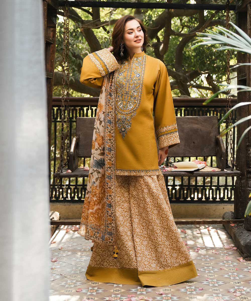 Woman - Yellow 3 Piece - Embroidered Lawn Suit