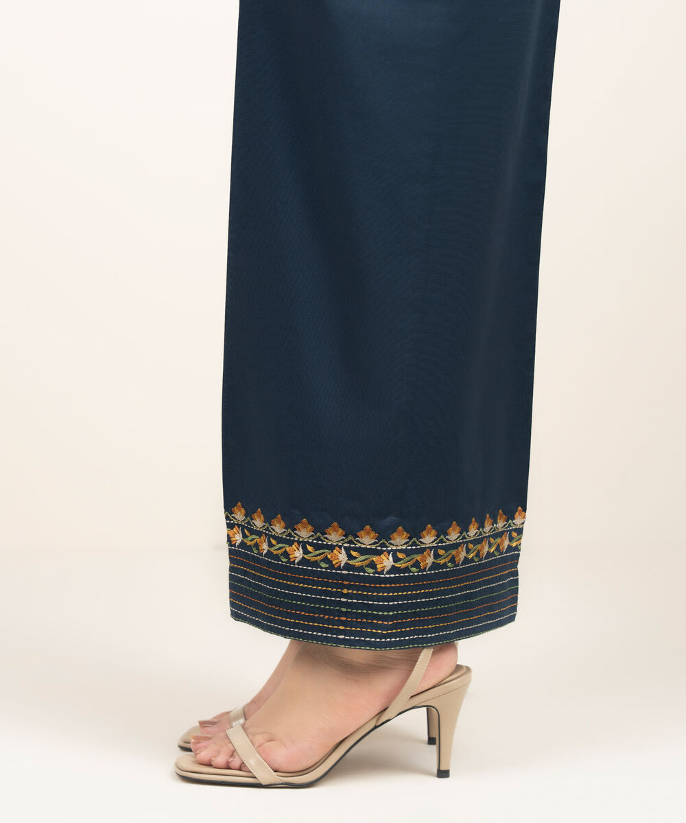 Women's RTW Lawn Embroidered Dark Blue Culottes