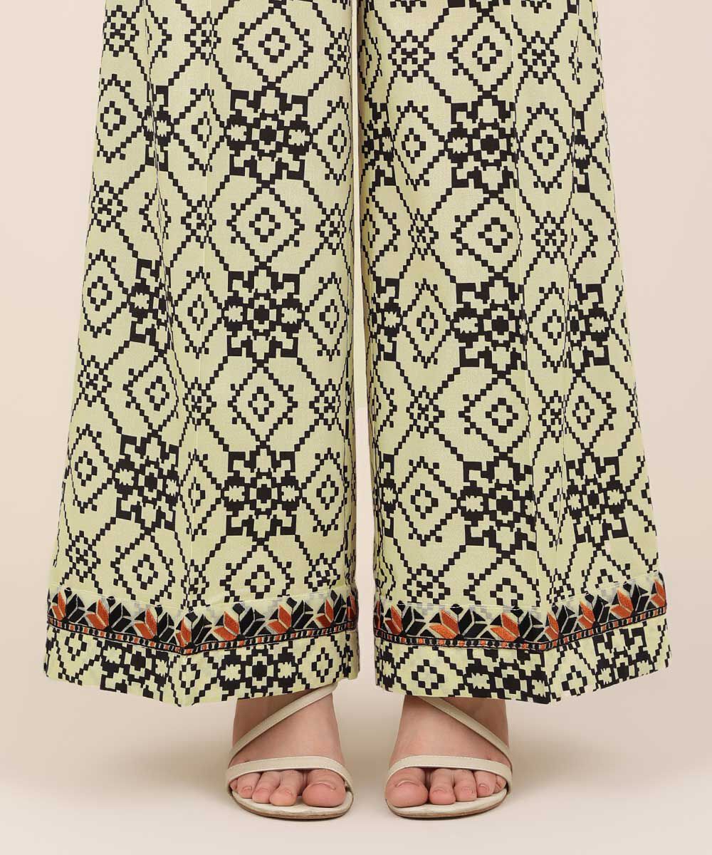 Women's RTW Cotton Viscose Multi Embroidered Flared Pants
