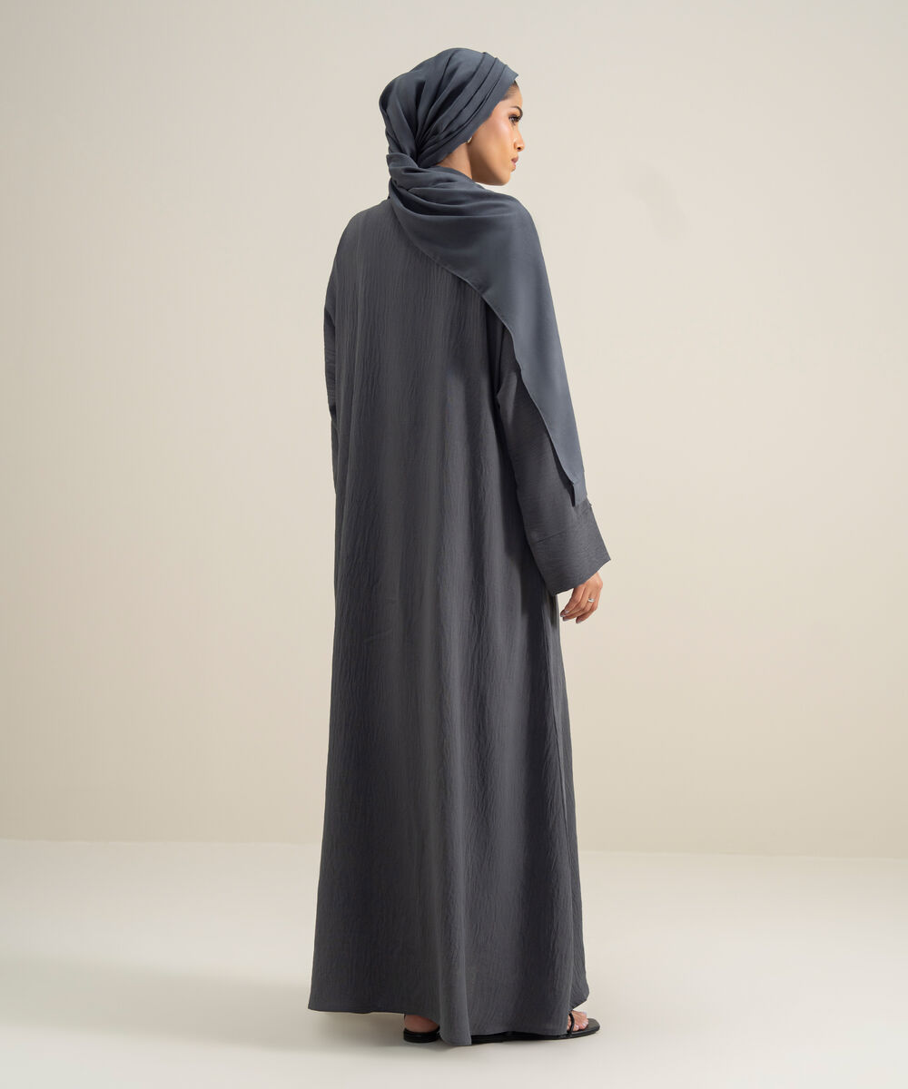 Women's Polyester Grey Kimono Abbaya Set