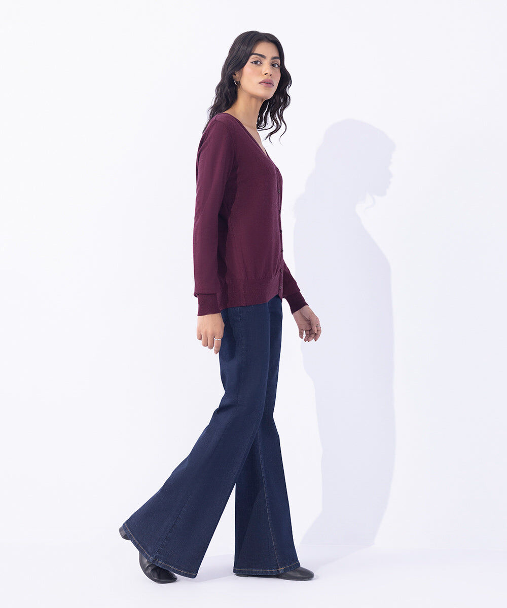 Woman - Red Light Weight Knit Cardigan