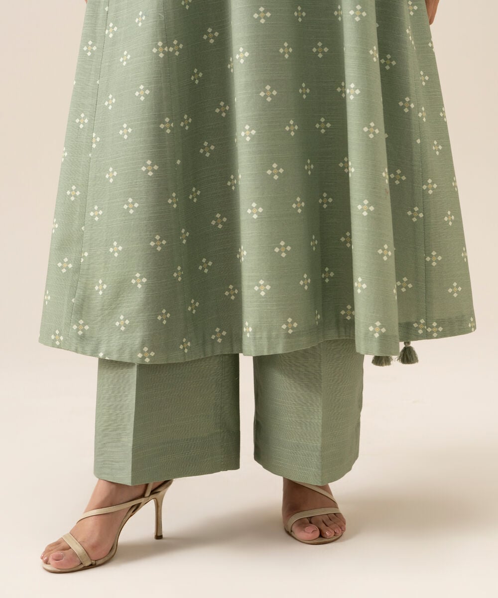 Women's Unstitched Light Khaddar Printed Mint Green 3 Piece Suit