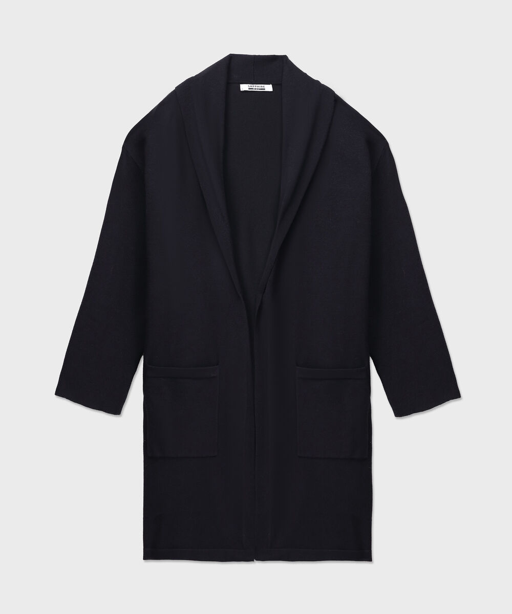 Women's Western Wear Black Long Knit Cardigan