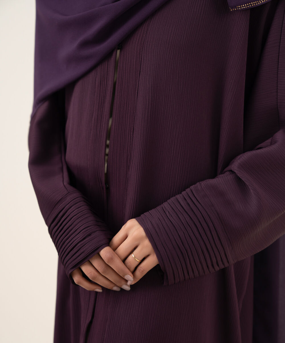 Women's purple button through kimono Abaya