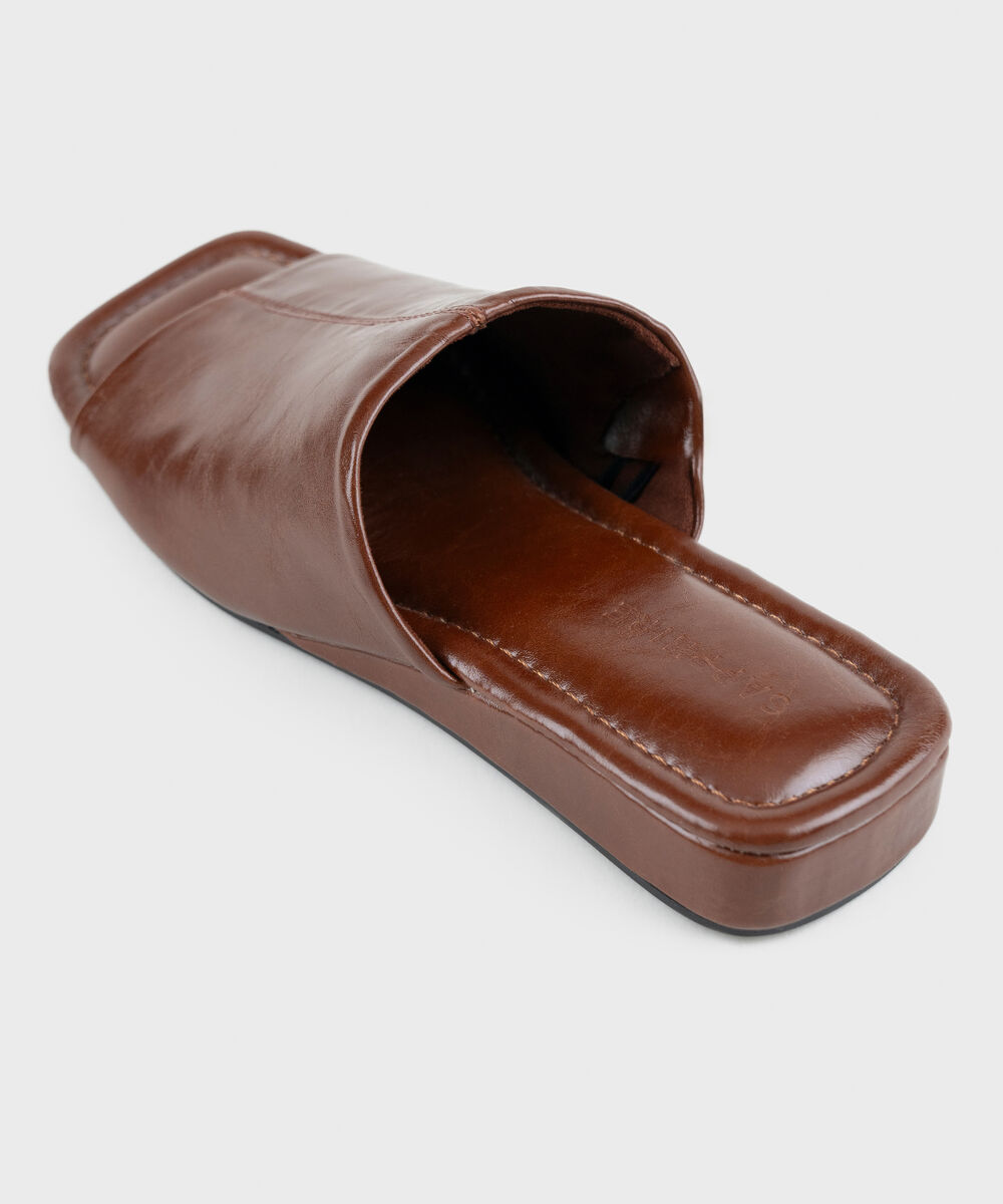 Women's Maroon Square Toe Mule