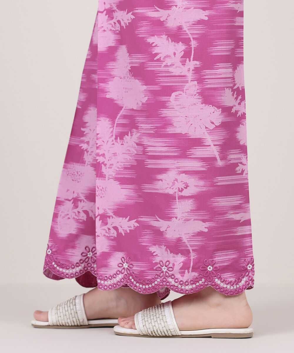 Women's RTW Cambric Pink Embroidered Culottes