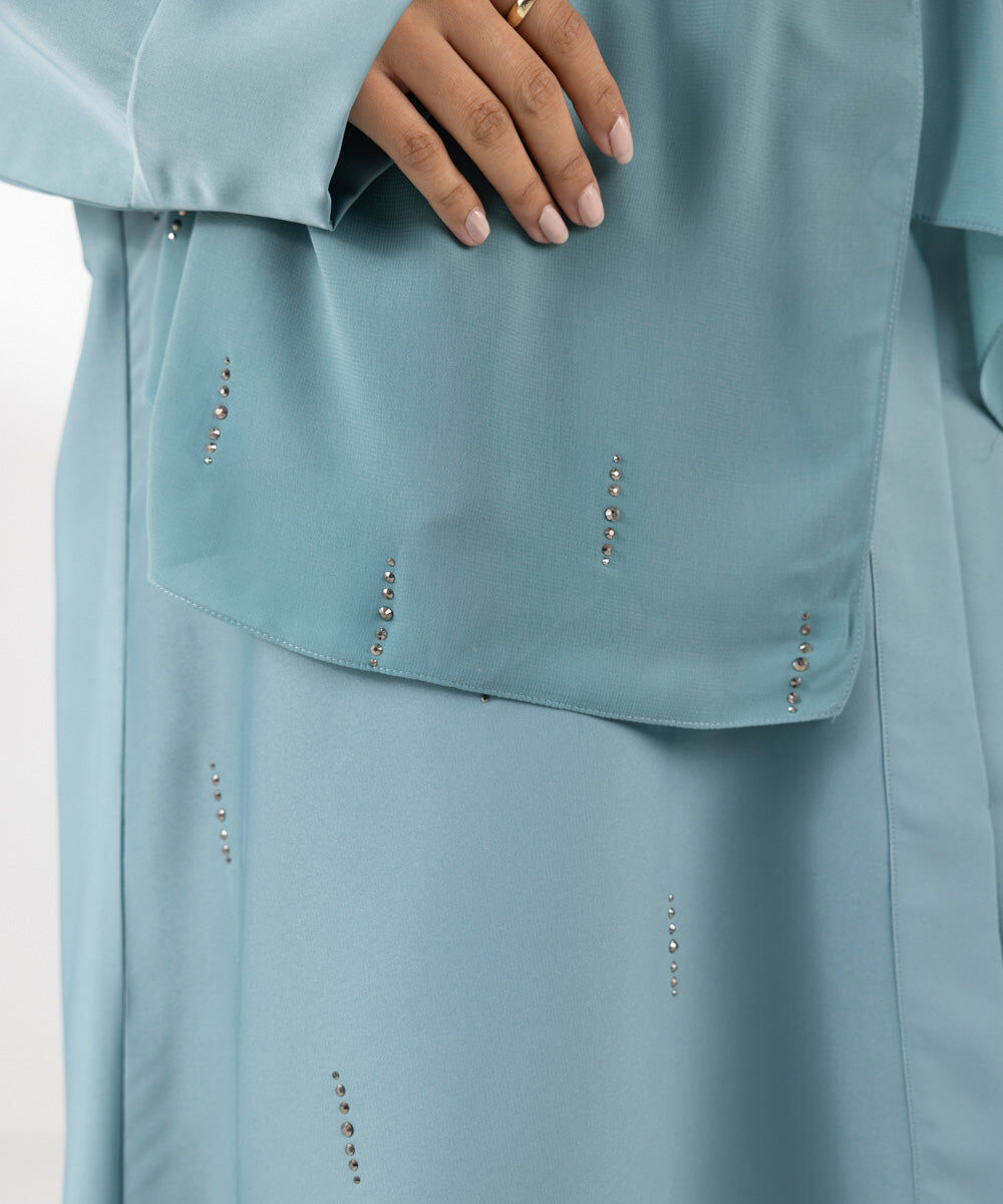 Woman - Blue Button Through Abaya Set