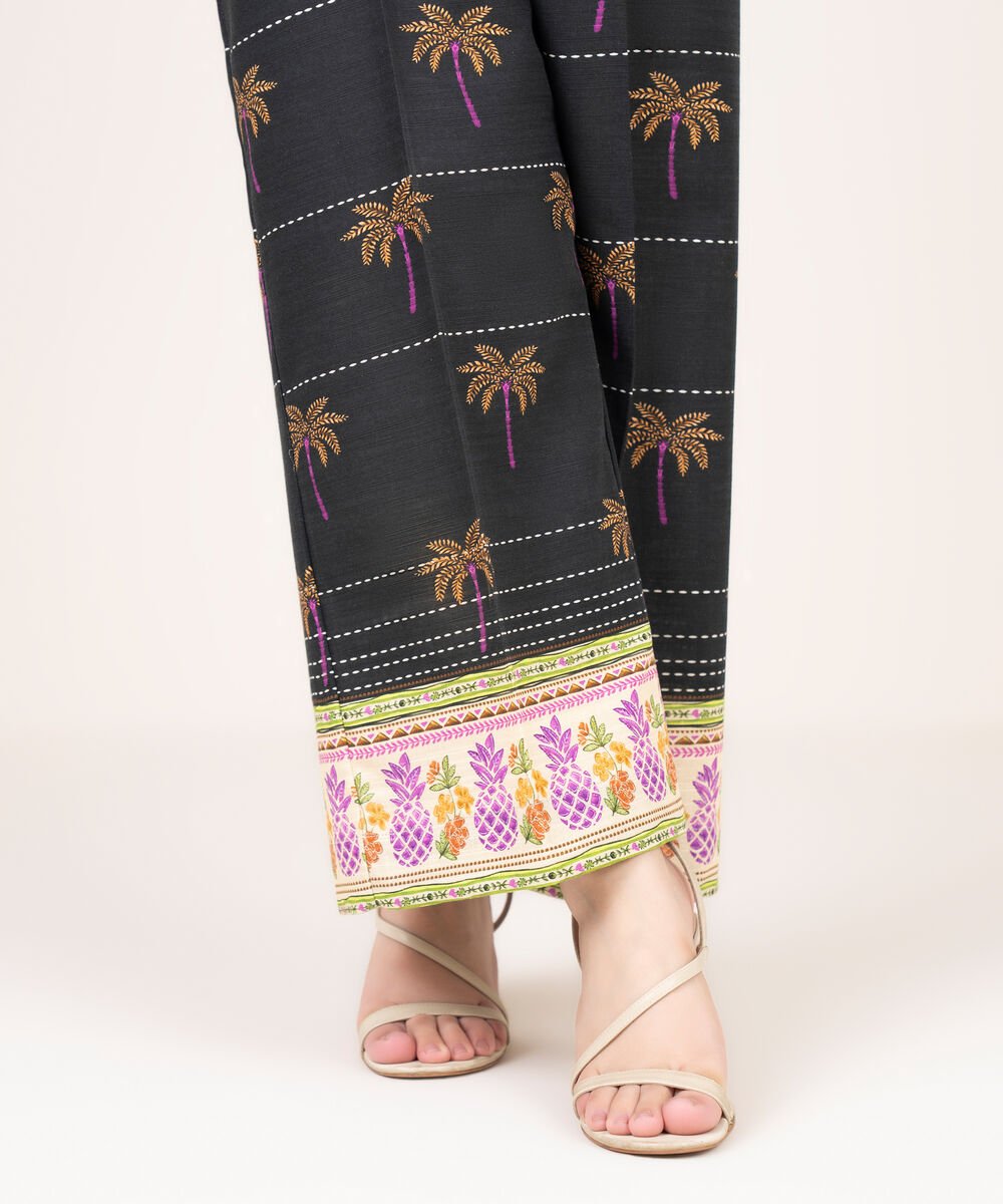Women's RTW Khaddar Printed Black Culottes