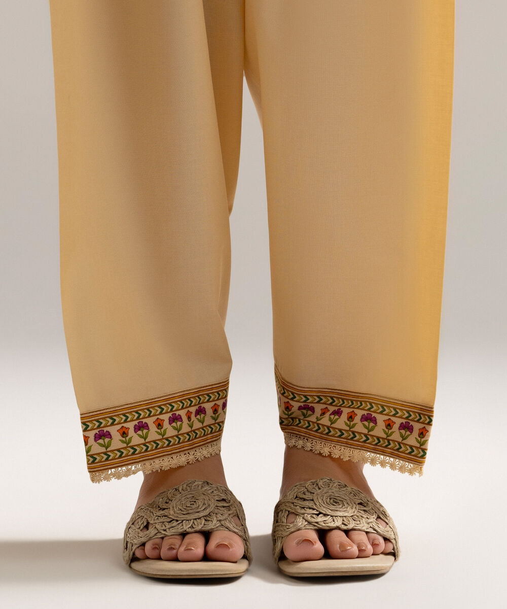 Women's RTW Cambric Solid Beige Shalwar