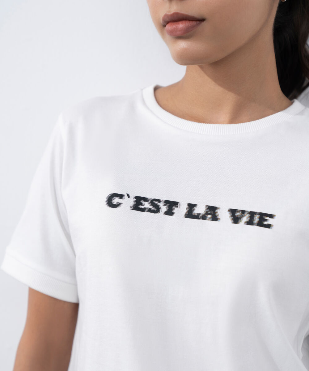 Women's Western Wear White Graphic Print T-Shirt