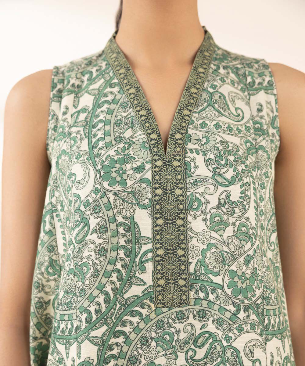 Woman - Green 2 Piece - Printed Khaddar Suit