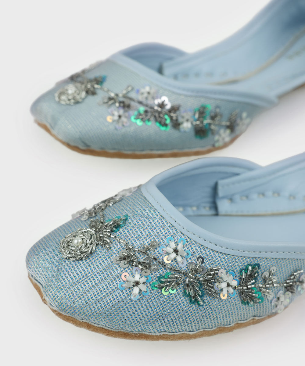 Woman - Blue Embellished Khussas