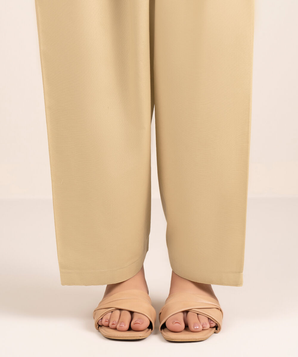 Women's RTW Cambric Solid Beige Shalwar