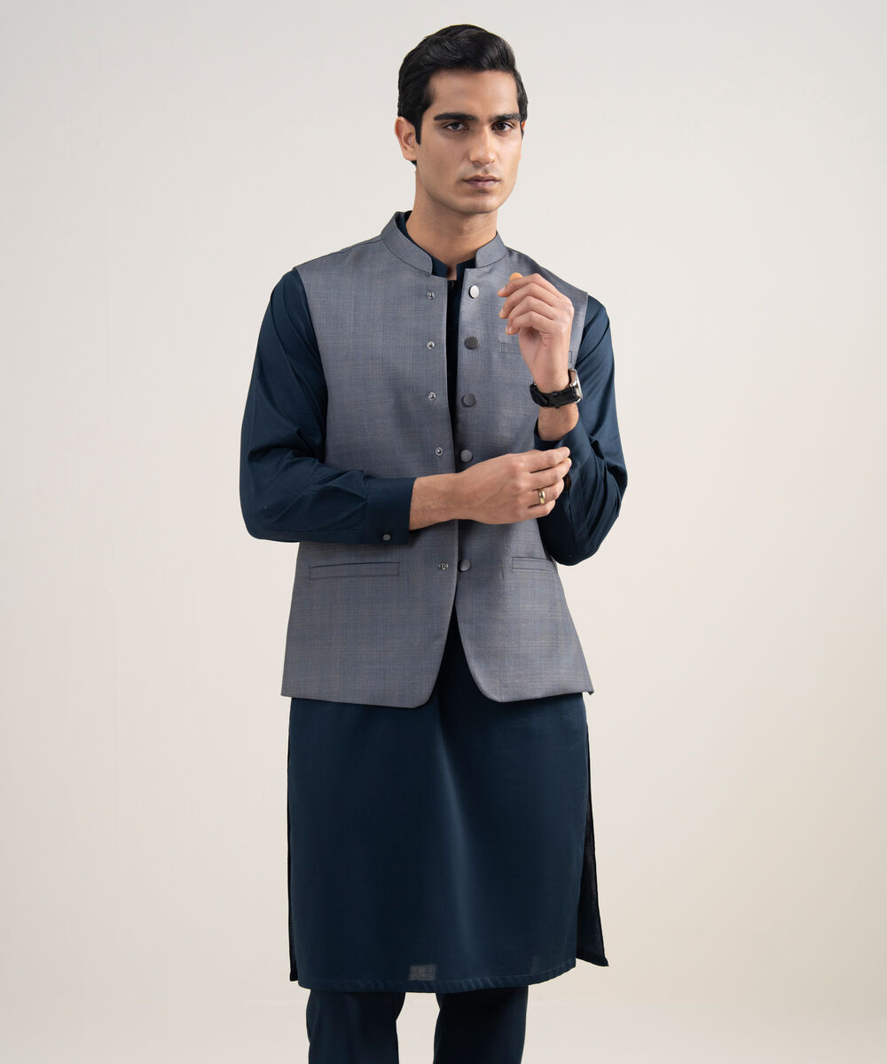 Men's Stitched Premium Suiting Medium Grey Waistcoat