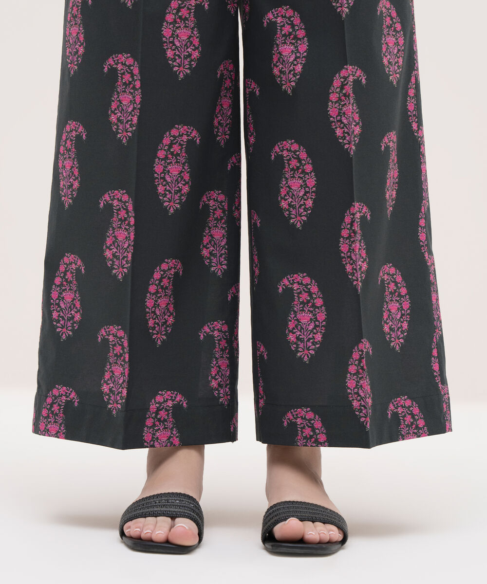 Women's RTW Cambric Black Printed Culottes