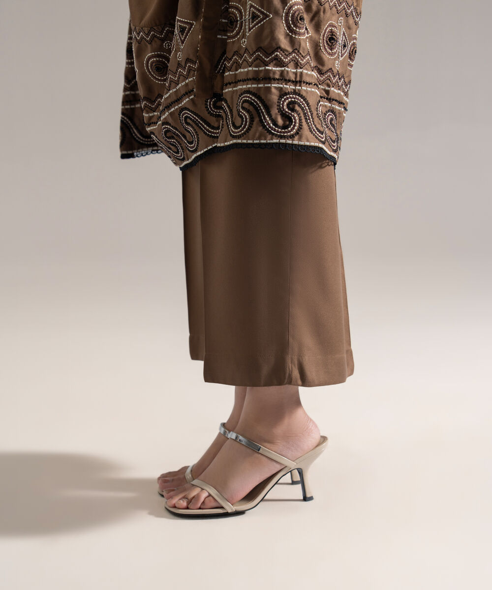 Women's RTW Bedford Solid Brown Culottes