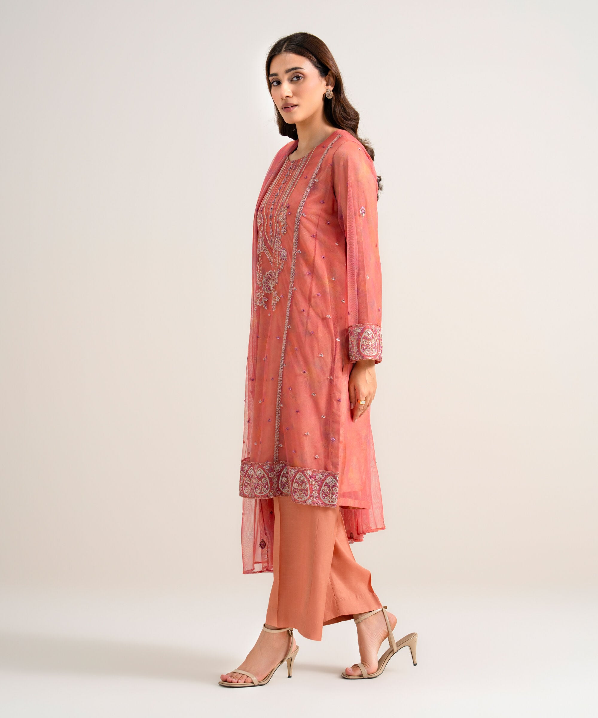 Unstitched 3 Pc Net U3FELX25V922