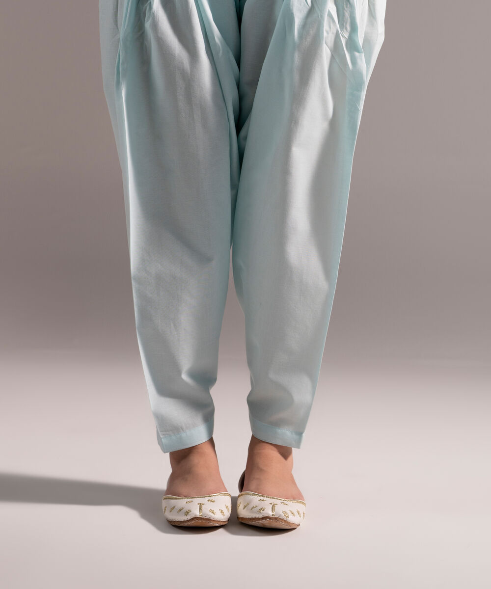 Women's RTW Cambric Solid Blue Skinny Shalwar