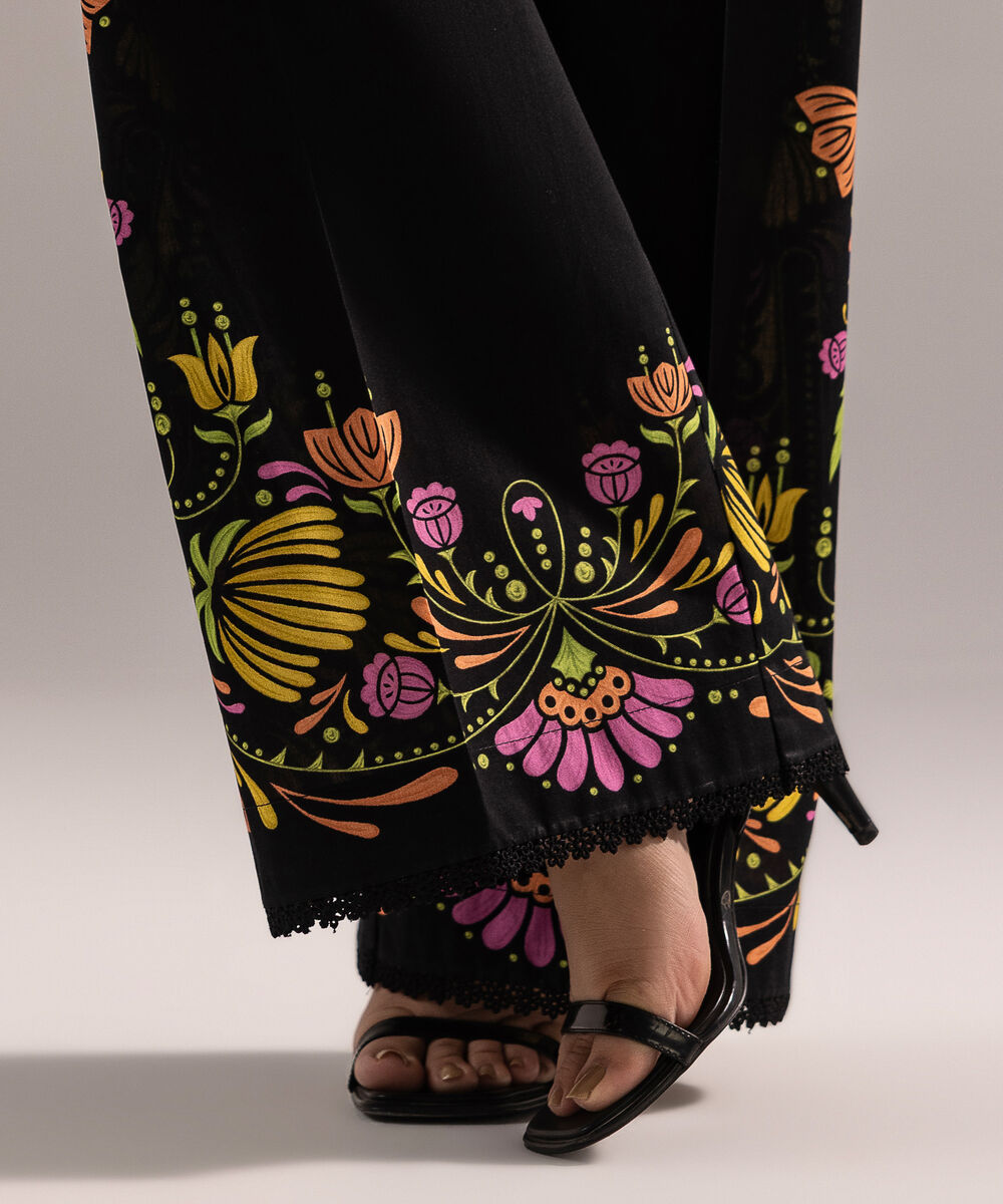 Women's RTW Cambric Printed Black Culottes
