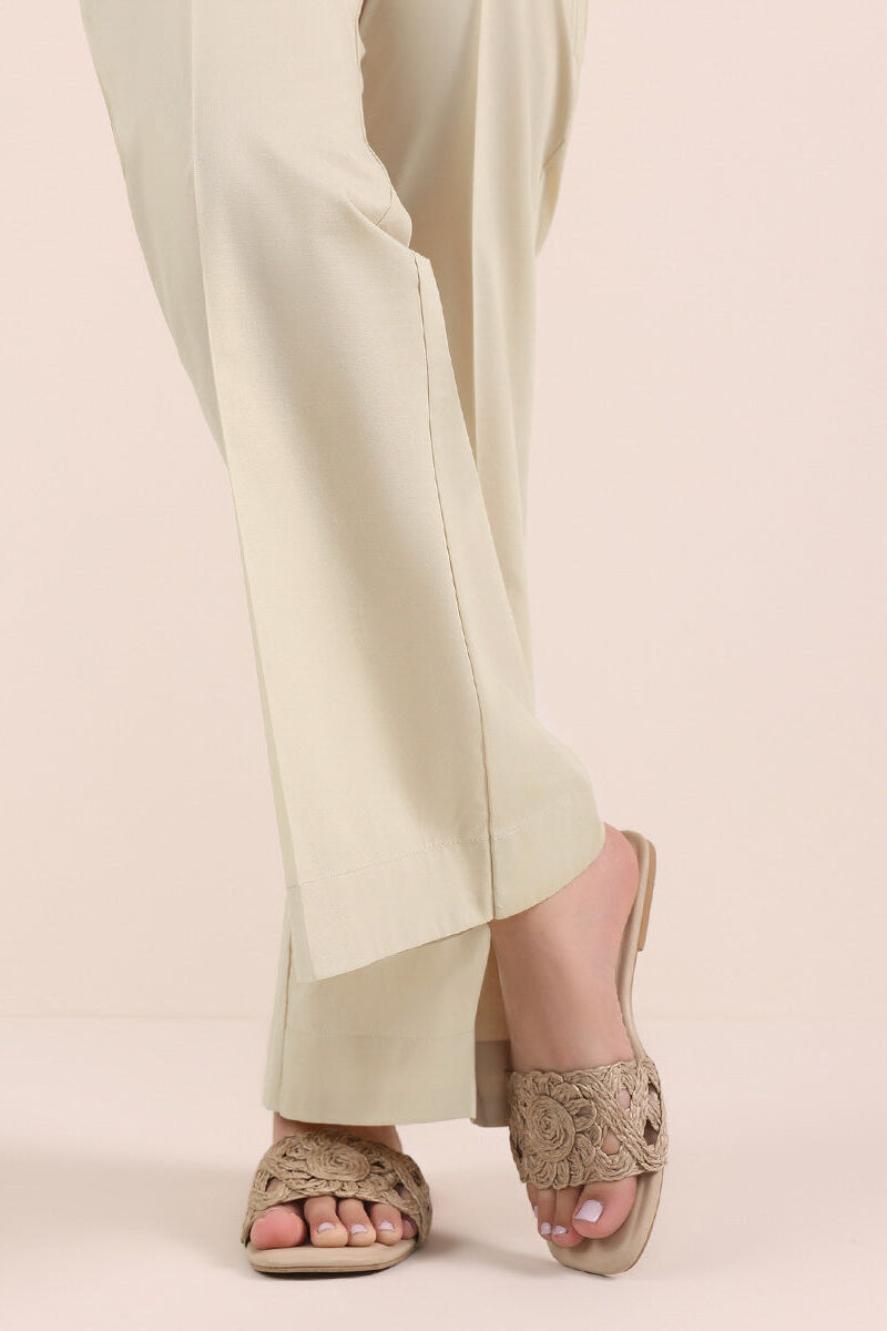 Solid Cambric Boot-Cut Pants