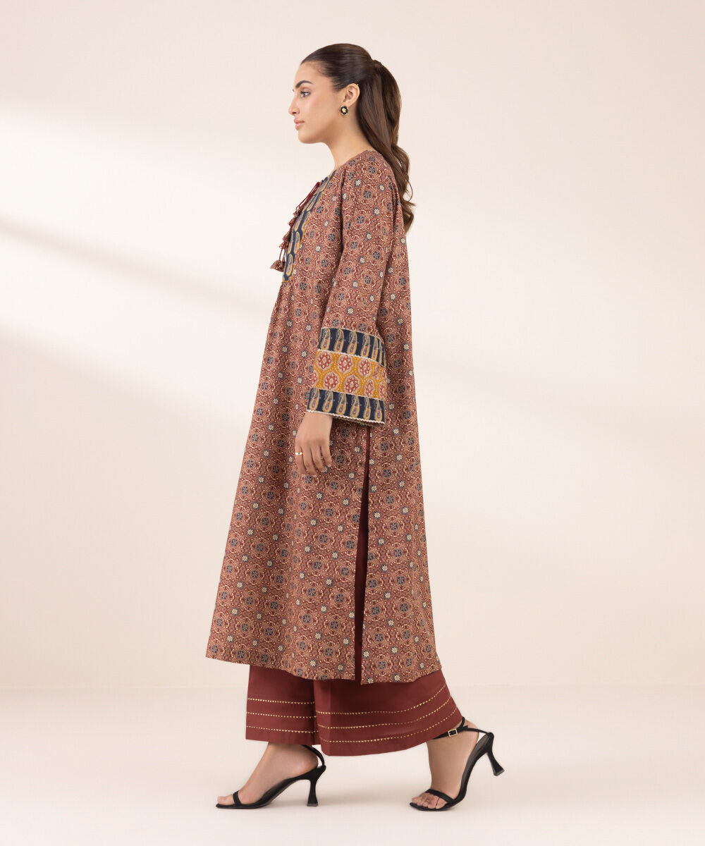 Women's RTW Lawn Red Printed A-Line Shirt