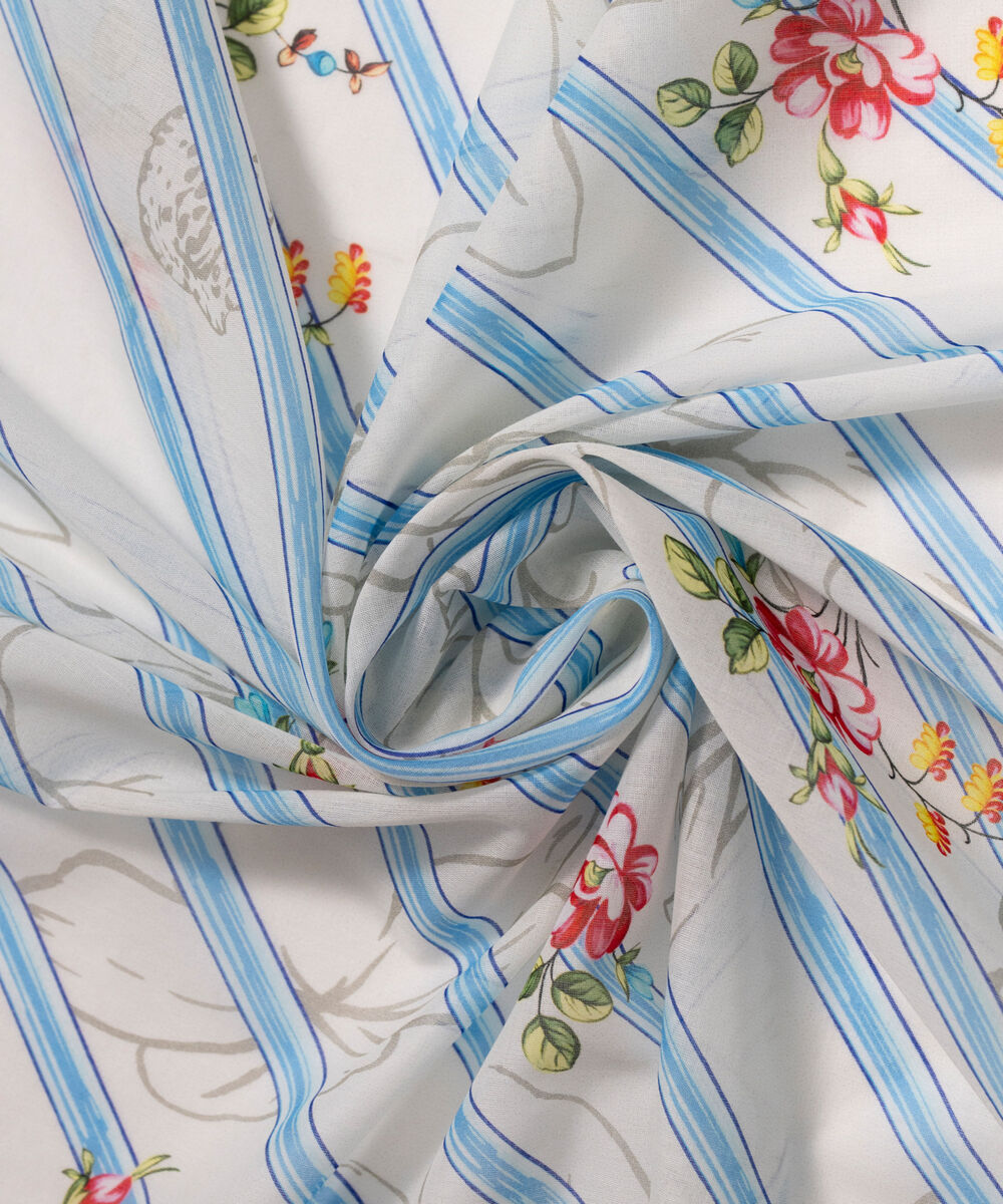 Lawn Printed White Dupatta