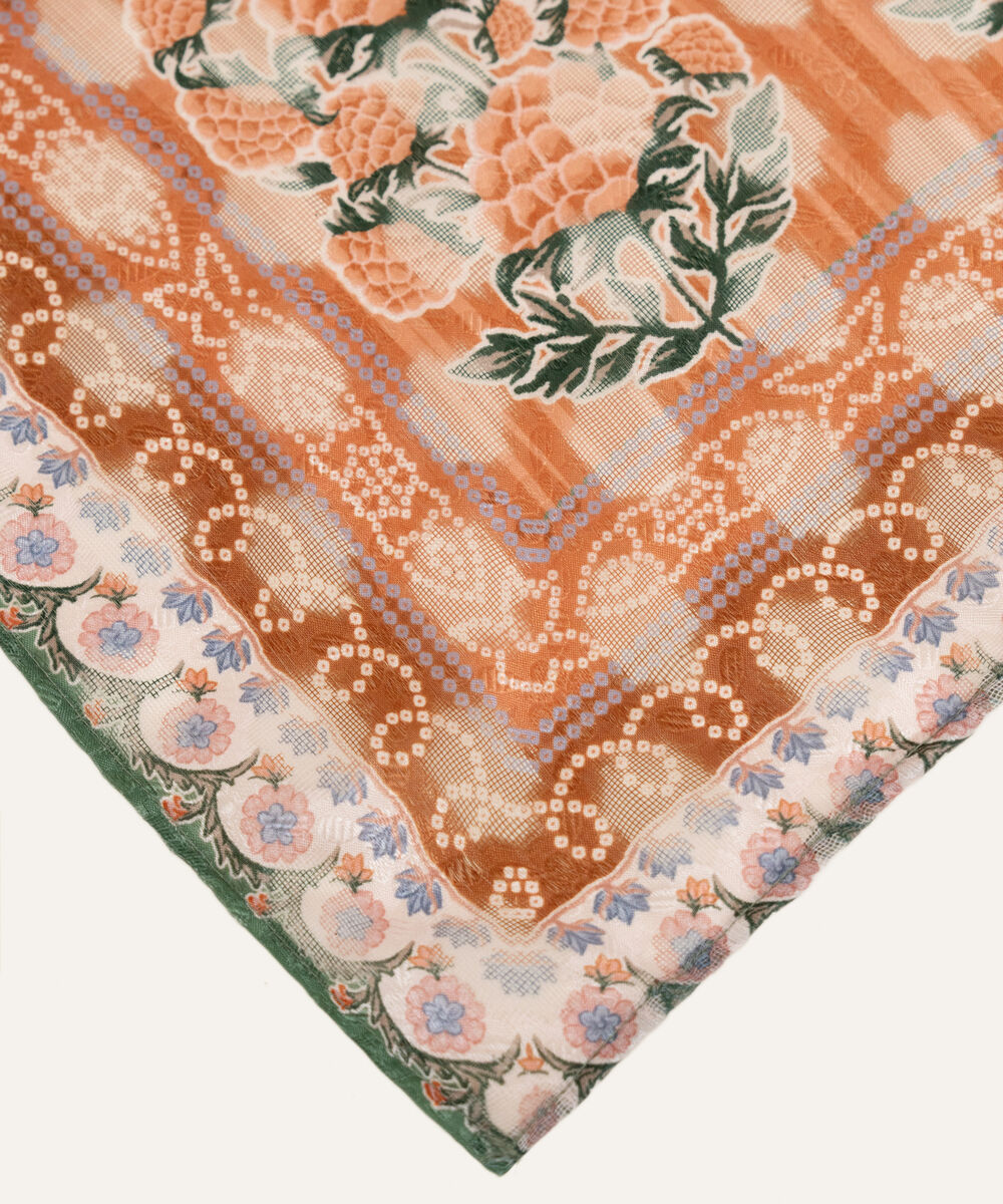 Brochea Jacquard Printed Peach Dupatta