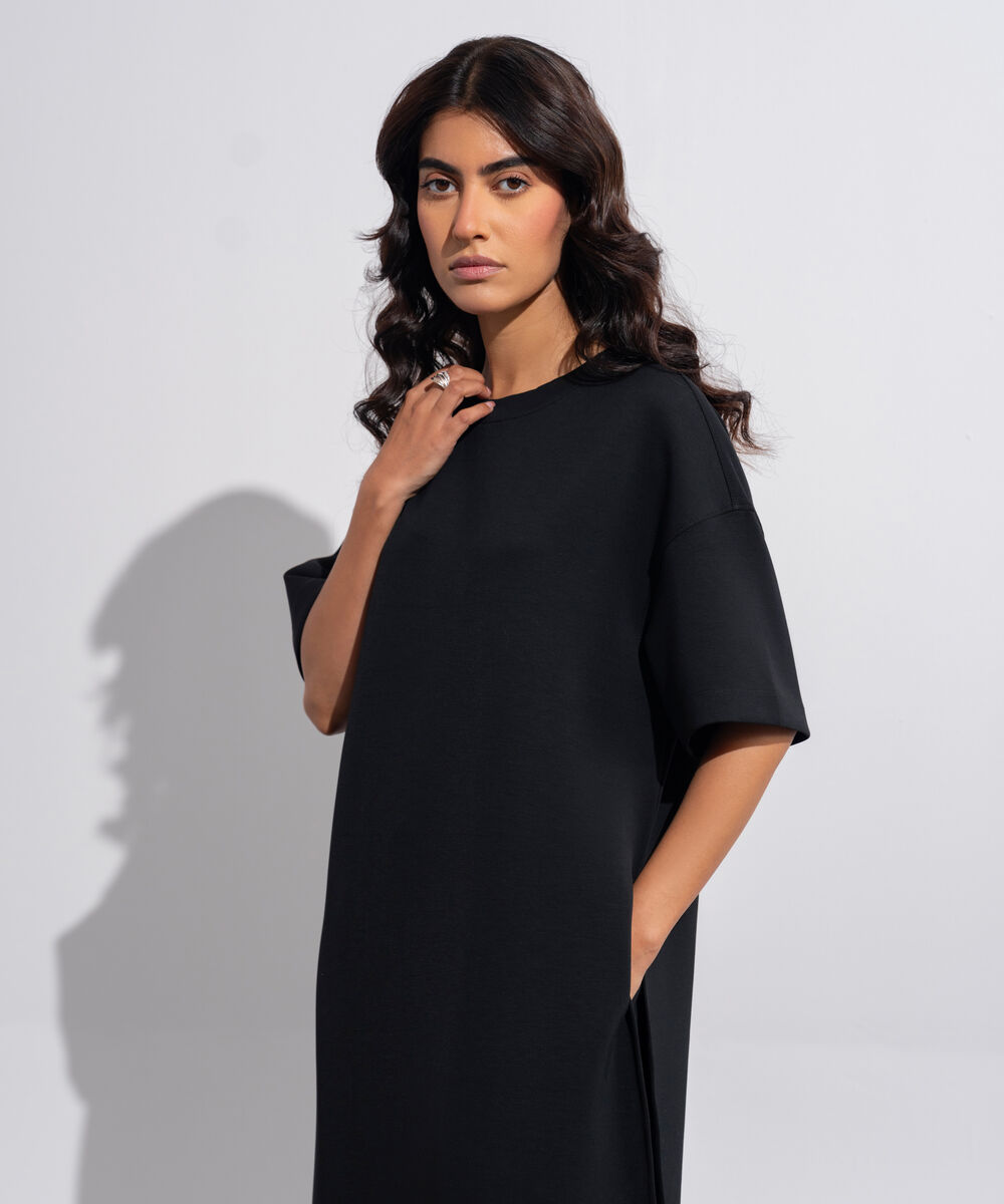 Women's Western Wear Black Soft Lux  Long T-Shirt