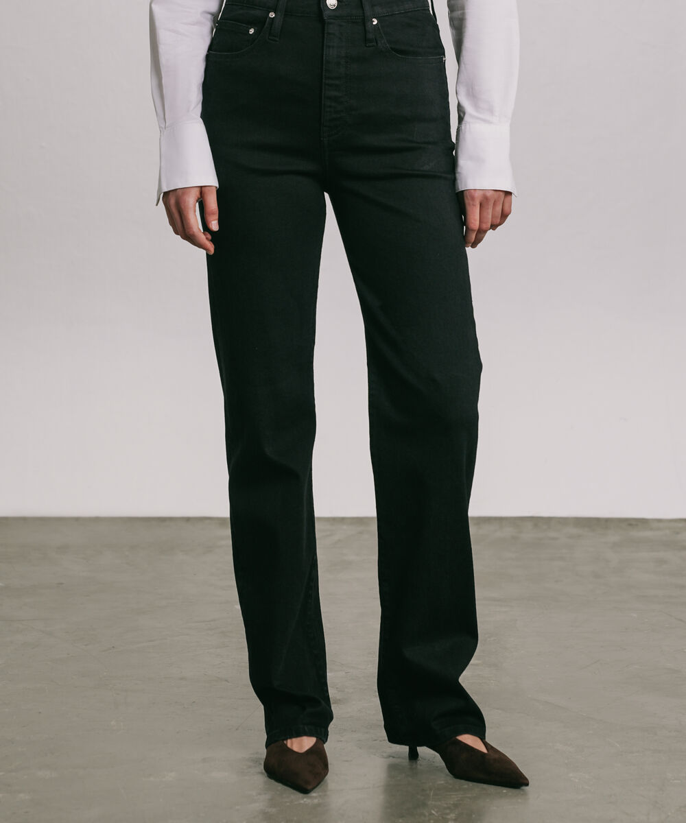 Women's Western Wear Black High Rise Straight Jeans