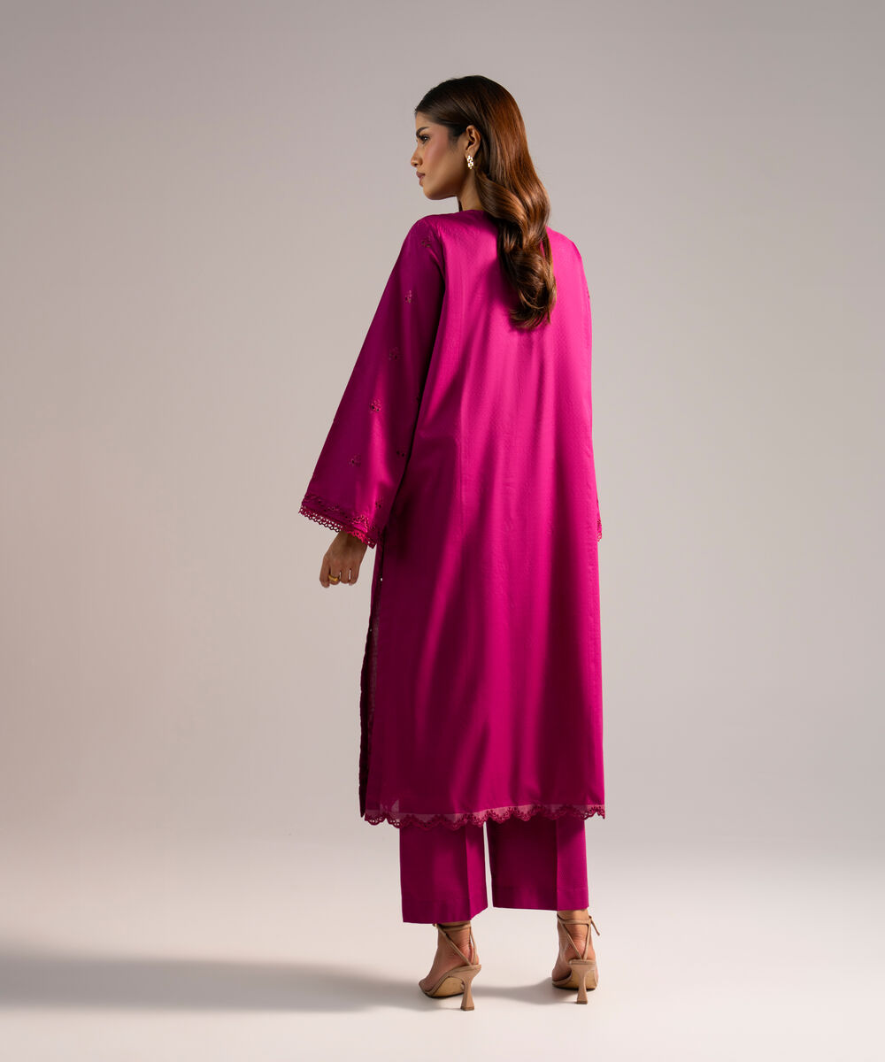 Women's RTW Dobby Embroidered Pink 2 Piece Suit