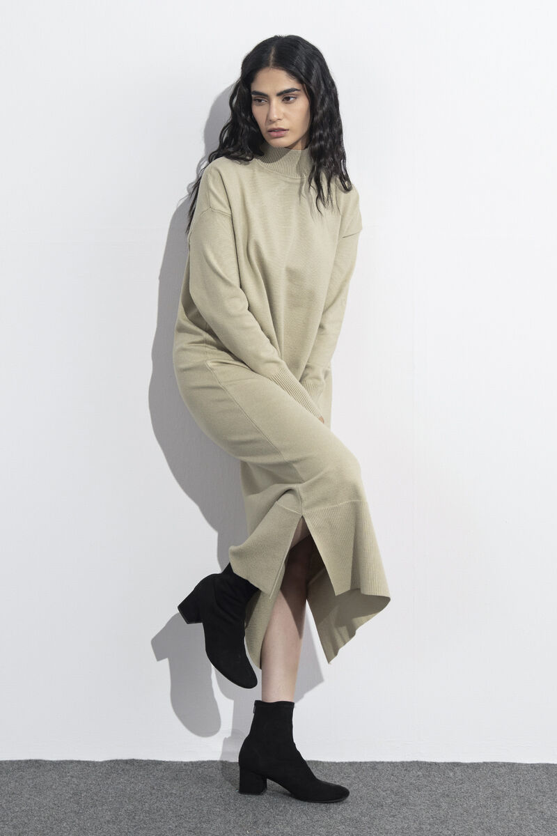 High Neck Sweater Dress