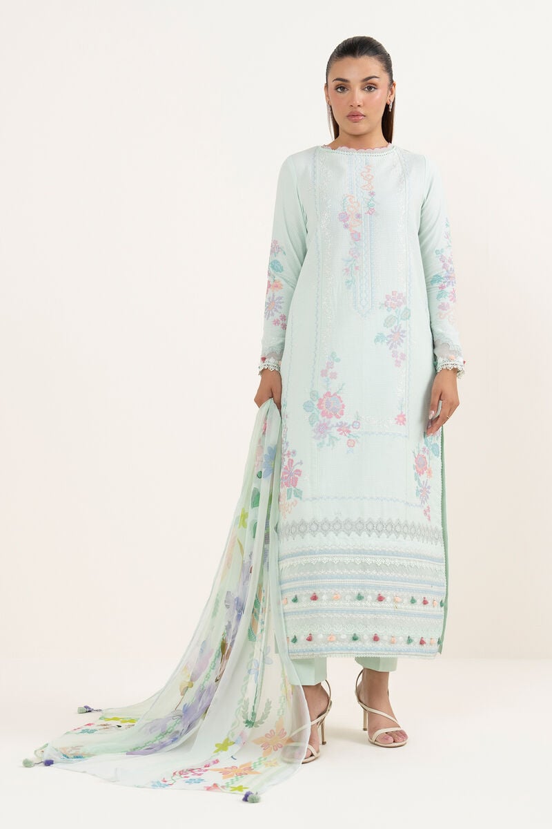 3 Piece - Embroidered Dobby Suit