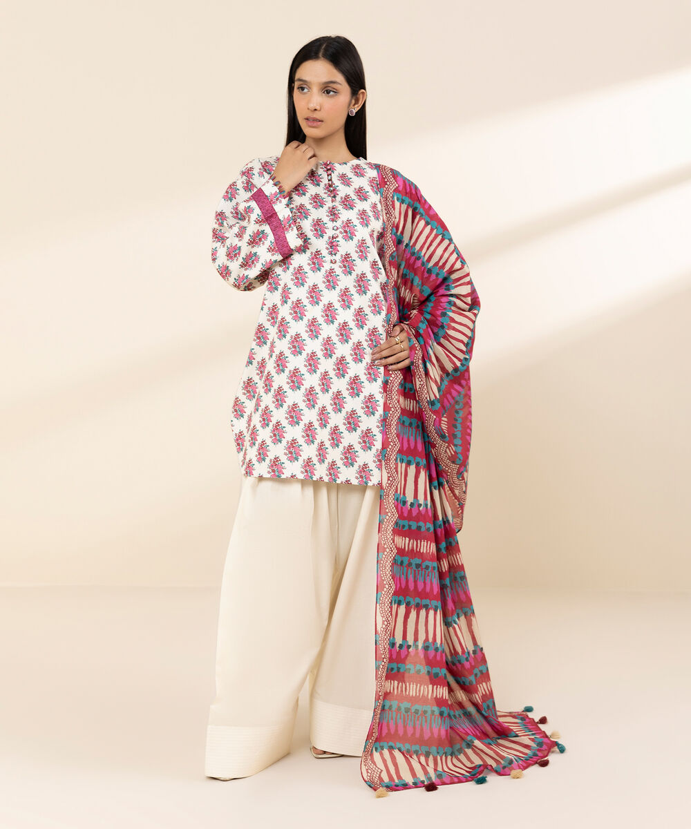 Women's Unstitched Lawn Printed Multi 3 Piece Suit