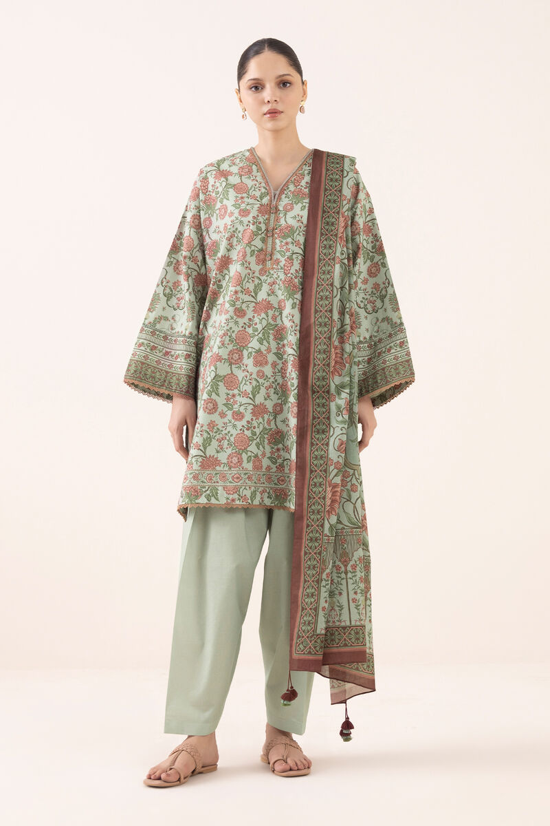 3 Piece - Printed Cotton Suit