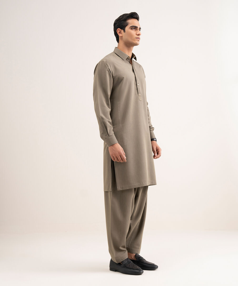 Men'S Stitched Light Brown Luxury Wash And  Wear Suit