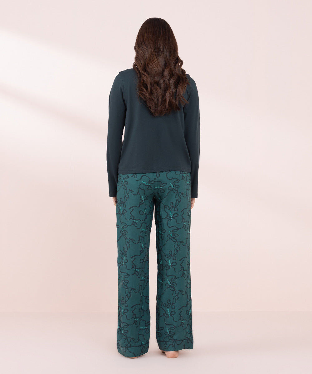 Women's Sleepwear Green Full Sleeve T- Shirt